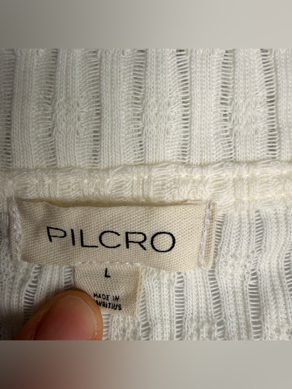 Pilcro Cream Ribbed Mesh Long Sleeve Top Large - Picture 4 of 6